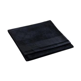 Elisabetta Franchi Home, Dames, Zwart, ONE Size, Katoen, Strandtuch van Jacquard badstof met logo