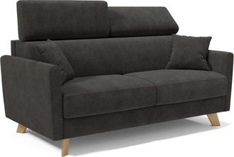 Divani.Store Sof&aacute; cama con reposacabezas ajustables 160 cm negro