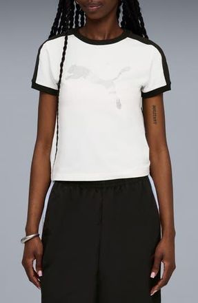 Puma x Fenty Rhinestone Stretch Cotton Blend T-Shirt in Puma White at Nordstrom Rack, Size Medium