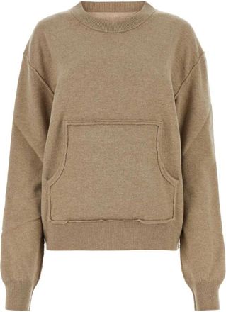 Maison Margiela Cappuccino wollen trui - Dames - Ronde hals truien - Beige - M - Wol - Truien & Vesten