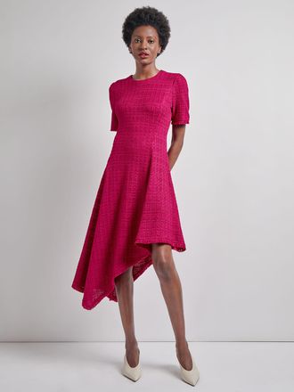 Misook Fit & Flare Tonal Textured Asymmetrical Knit Dress - Modern Fit