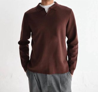 Wax London Mens Carter Open Collar Polo In Brown