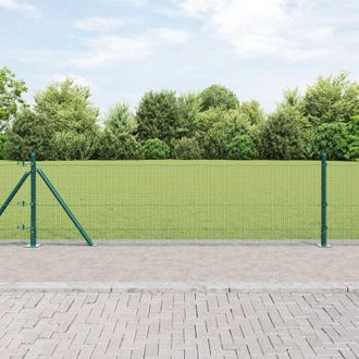Berkfield Home Welded Wire Fence with 13 Flanged Posts Green 0, 4x100 m Steel