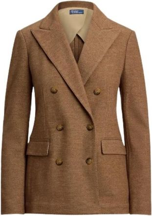 Polo Ralph Lauren Chevron Cross-Over Blazer - Dames - Blazers - Bruin - M - Katoen - Jassen