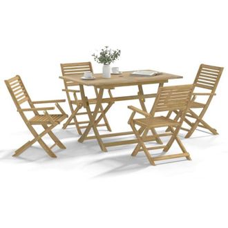 vidaXL Vidaxl - Juego De Comedor De Jard&iacute;n 5 Piezas Madera Maciza De Acacia