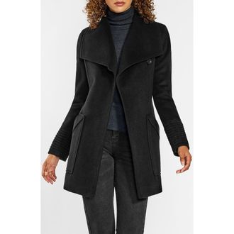 Sentaler Wide Collar Tie Waist Coat in Black at Nordstrom, Size X-Small