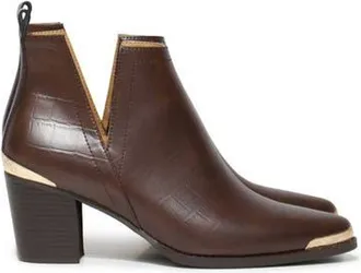 Belle & Bloom Austin Croc Embossed Ankle Boot in Dark Brown at Nordstrom, Size 10