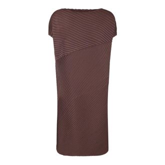 Issey Miyake Dames, Jurken, Bruin, Maat: M Poliester