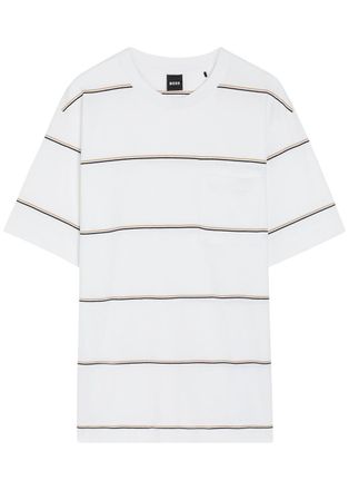 BOSS Boss Tigerman Striped Cotton T-shirt - White - XL