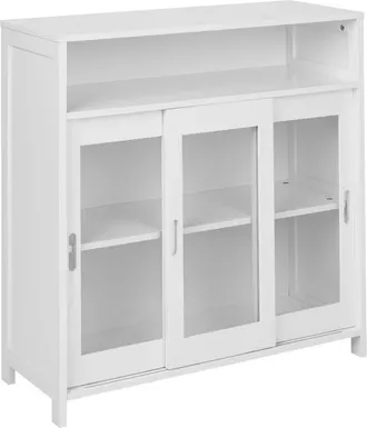 Beliani Vitrina moderna salón dormitorio armario 3 puertas tablero mdf con estante superior blanco Crabtree