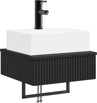 vidaXL Lavabo De Lavado Montado En La Pared Negro 40 X 41 X 39 Cm Vidaxl