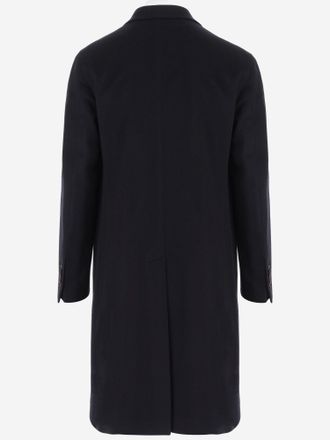 Tagliatore Mens Double-Breasted Wool Coat Dark Blue Virgin