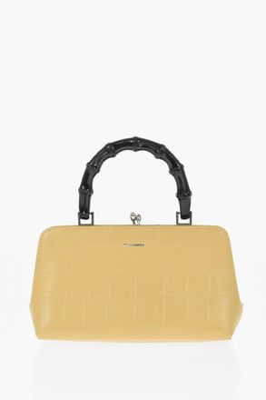 Jil Sander Printed Leather GOJI Handbag with Bamboo Handle Jil Sander