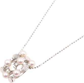 Tasaki Diamond Akoya Pearl Necklace K18WG