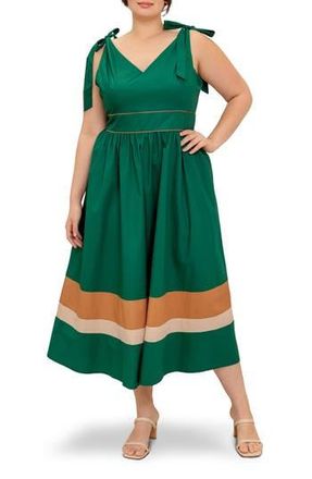 Flying Tomato Bow Strap Midi Dress in Green Taupe at Nordstrom Rack, Size 2 X