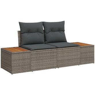 vidaXL Sof&aacute; De Jard&iacute;n Gris 184 X 62 X 85cm Rat&aacute;n Sint&eacute;tico Vidaxl