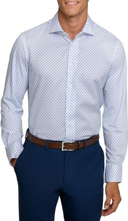W.R.K Reworked Slim Fit Diamond Print Cotton Dress Shirt in White/Blue at Nordstrom, Size 16.5 - R