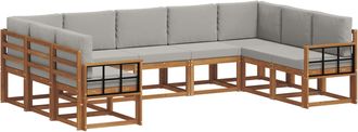 vidaXL Conjunto De Sof&aacute;s De Exterior 9 Uds. Gris Natural Y Claro Vidaxl