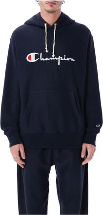 Champion Hoodies & sweatvesten, Heren, Blauw, XL, Katoen, Reverse Weave Logo Hoodie