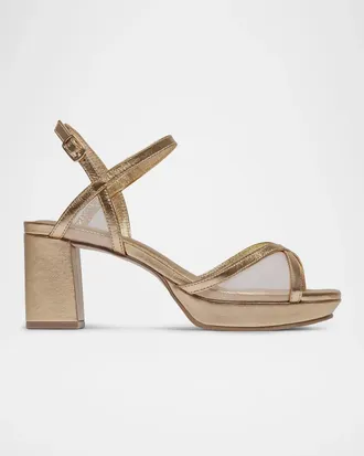 Bernardo 70mm Celeste Mesh Suede Platform Sandals