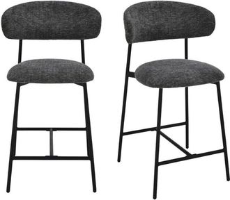 Calicosy Lote de 2 taburetes en tejido jaspeado con patas de metal - DRACO