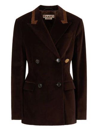Marni Blazer con collo in velluto - Marrone