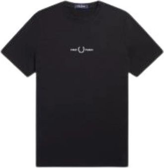 Fred Perry Grafisch Geborduurd Katoenen T-shirt - Heren - T-shirts - Zwart - S - Katoen - Tops