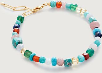 Monica Vinader Gold Freedom Multi Gemstone Beaded Bracelet Freedom Stones