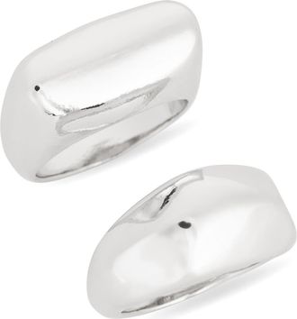 Leith 2-Pack Assorted Signet Rings in Silver at Nordstrom Rack, Size Medium/large