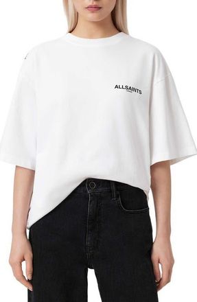 AllSaints Swoop Amelie Oversize Cotton Graphic T-Shirt in Optic White at Nordstrom, Size Medium