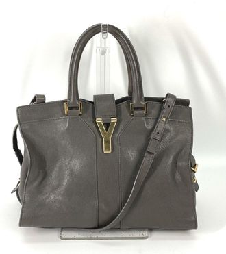 Saint Laurent Gray Leather Handbag Shoulder Bag Tote Bag (Pre-Owned)