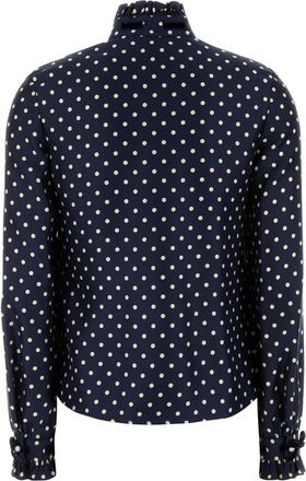 Valentino Garavani Womens Polka-Dot Silk Shirt Navy
