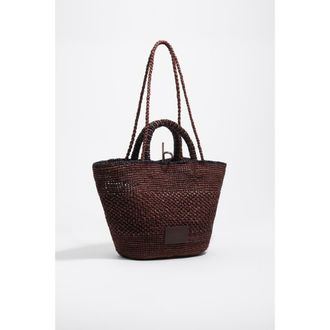 Bimba & Lola Large Raffia Bag in Nut at Nordstrom