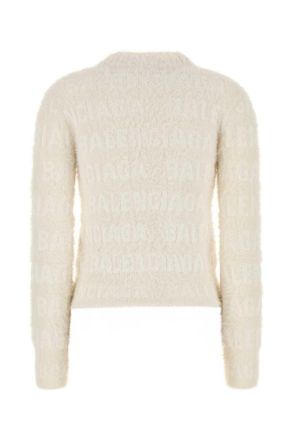 Balenciaga Womens Ivory Wool Blend Sweater Exterior: Nylon Maglieria