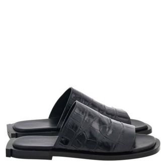 Ferragamo Gancini Heel Leather Mules, Size 9