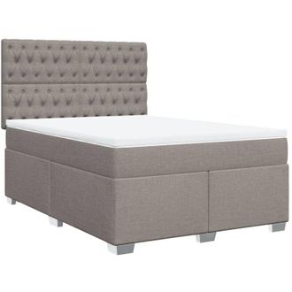 vidaXL Vidaxl - Cama Box Spring Con Colch&oacute;n Tela Gris Taupe 160x200 Cm