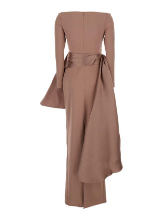 Solace London Boat-Neckline Maxi Dress - Brown