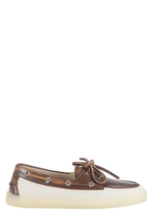 Copenhagen Cream Brown Mixed-Materials Leather Loafers