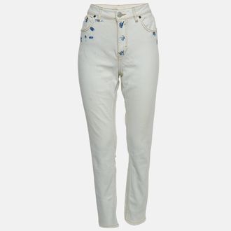 Maje White Denim Raw Edge Detail Jeans S Waist 30