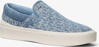 Michael Kors Eddie Signature Logo Print Denim Slip-On Sneaker