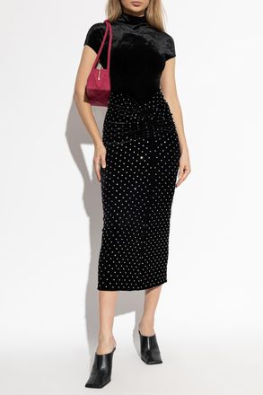 Alaia Velvet Dress With Shimmering Sequins, Womens, Black