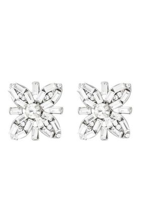 Untamed Petals Quinn Crystal Stud Earrings in Silver at Nordstrom