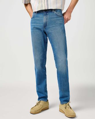 Wrangler Tapered-fit-Jeans WRANGLER WRANGLER Jeans River, Herren, Gr. 32, L&auml;nge 34, blau, Obermaterial: 99% Baumwolle CO. 1% Elasthan EL., Jeans Tapered-fit-Je