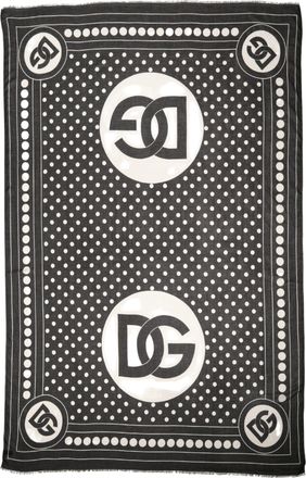 Dolce & Gabbana Black White Polka Dot Logo Stole Wrap 188cm x 116cm Womens Scarf (Pre-Owned)