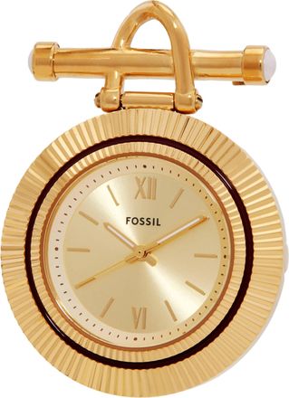 Fossil Scarlette Three-Hand Gold-Tone Stainless Steel Watch Brooch