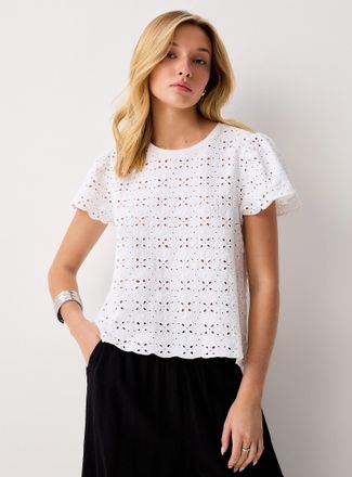 Icone Womens Broderie anglaise Tee Shirt