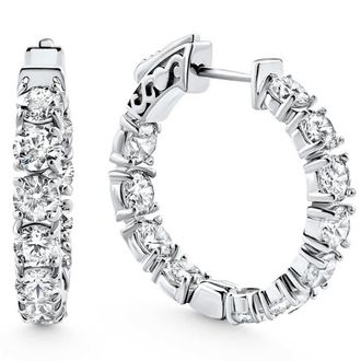 Pompeii3 3 3/4Ct Diamond Inside Outside Hoops 14k Gold 1 Lab Grown Womens Earrings