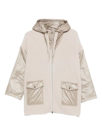 Herno ribbed wool hooded jacket - Neutrals