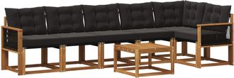 vidaXL Conjunto De Sof&aacute;s De Exterior 7 Uds. Natural Y Negro Vidaxl
