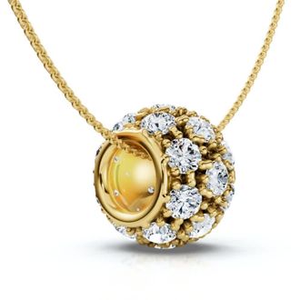 Pompeii3 1Ct Pave Puff Slide Diamond Pendant Womens Necklace 18 Lab Grown Gold